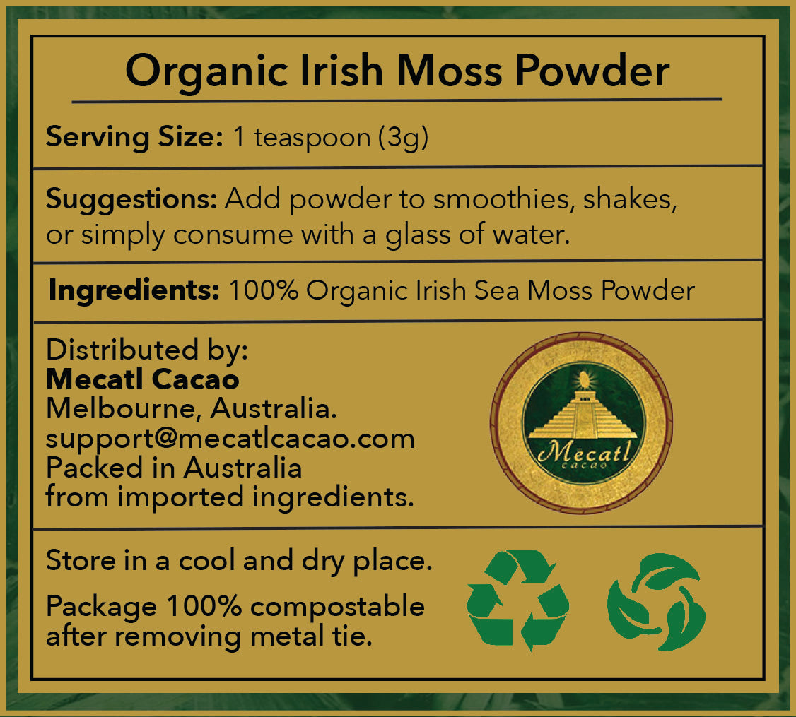 Organic Irish Moss Powder Label