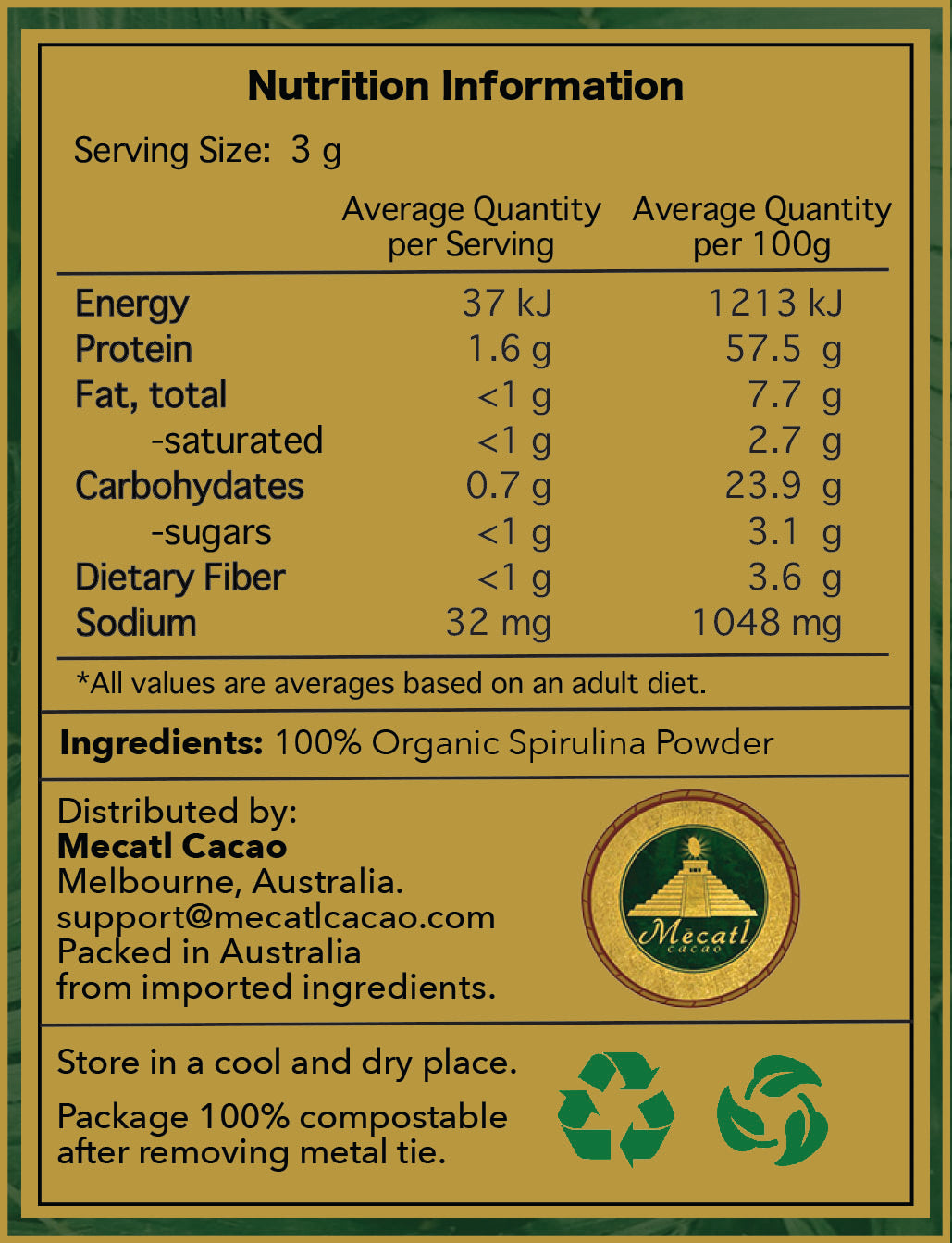 Organic Spirulina Powder by Mecatl