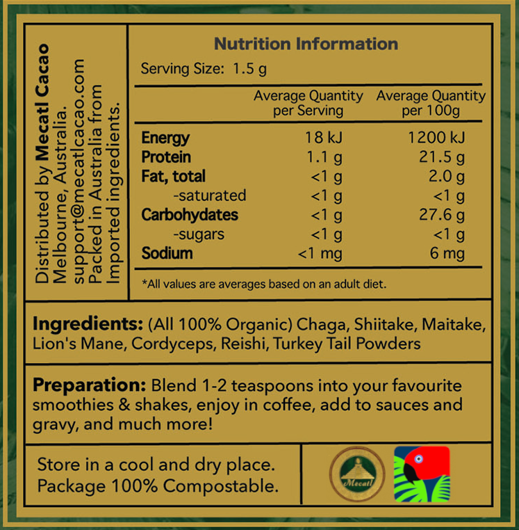 Organic Mushroom Blend Label