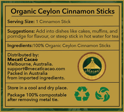 Organic Ceylon Cinnamon Sticks