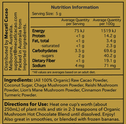 Organic Mushroom Hot Chocolate Blend