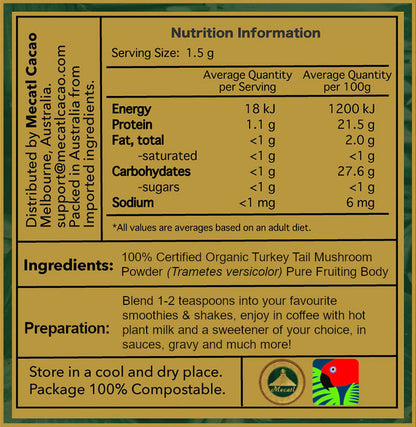 100% Certified Organic Turkey Tail Mushroom Powder by Mecatl